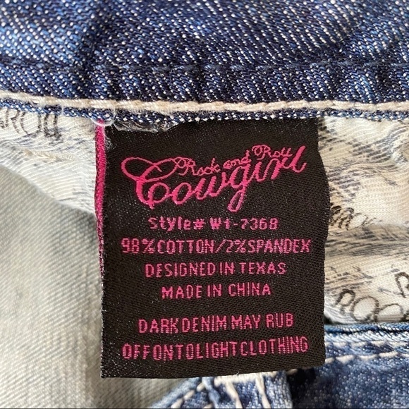 ROCK & Roll Cowgirl Mid Rise Bootcut Jeans Sz 30x32 - Picture 6 of 9